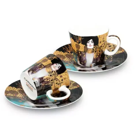 Komplet dwóch filiżanek Carmani 125ml espresso ze spodkami - G. Klimt, Judyta - 2